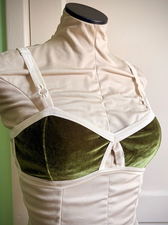 Other - Olive Velvet Bralette with Adjustable Cream Straps